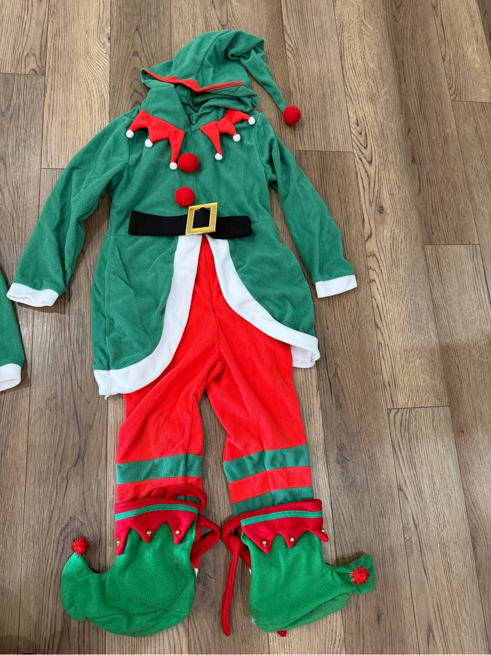 Children's Festive Elf Costume Set in Green and Red